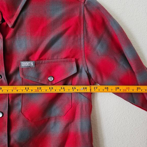 DIXXON NWT Men's Pulaski Red Gray Pearl Snap Flannel Button Shirt Sz S - Picture 14 of 15